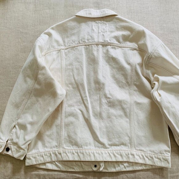 Anthropologie Pilcro Western Denim Boyfriend Jacket - Cream, Size L - Picture 7 of 8